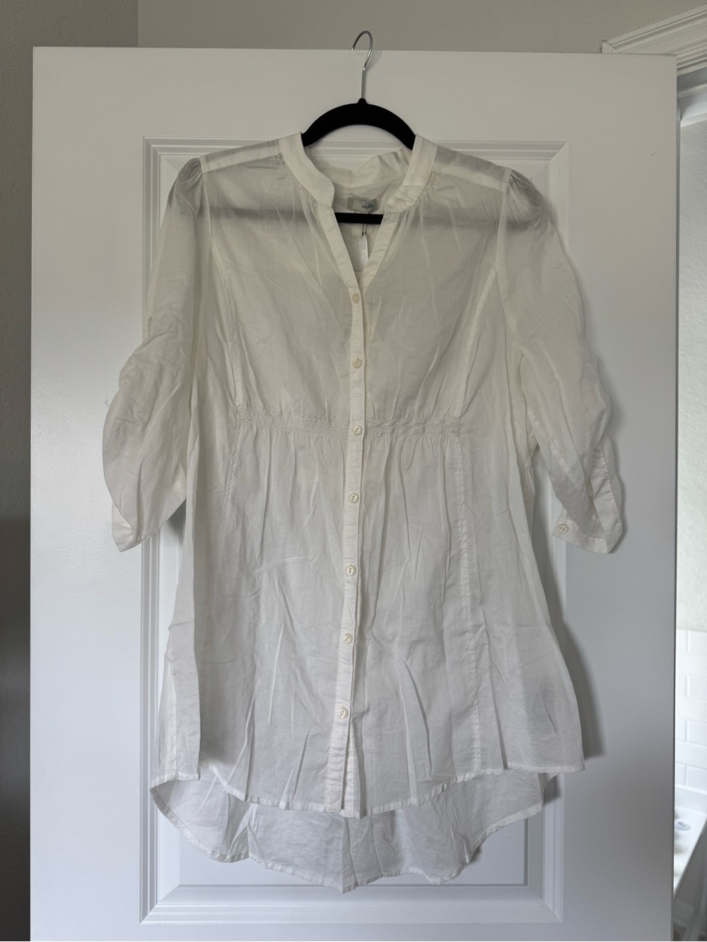 Anthropologie Odille White Button-Front Tunic Blouse